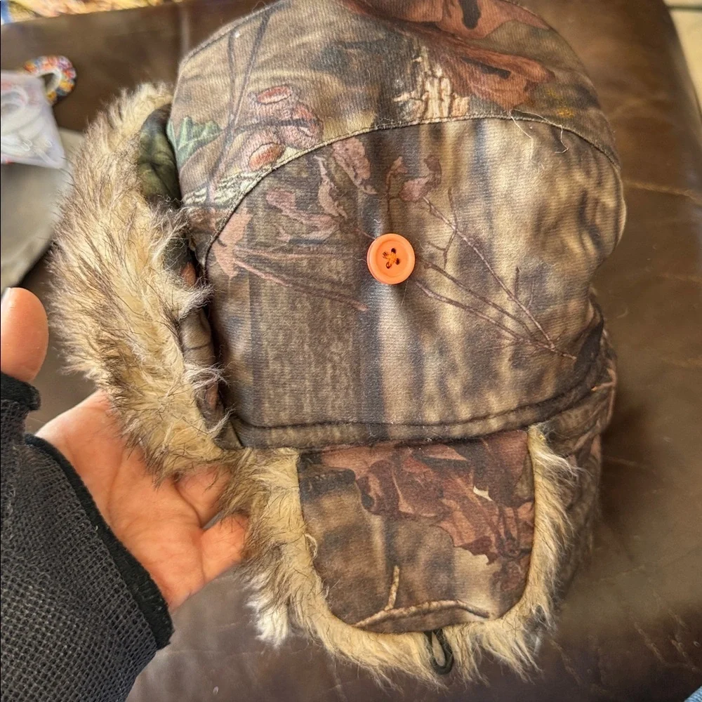 Wrangler Brown  faux Fur-Lined Hat with orange details